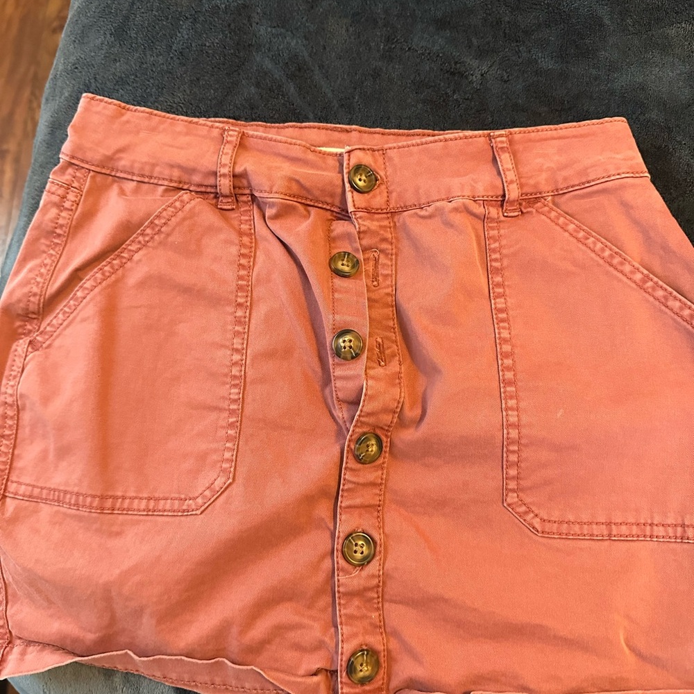 Garage Rust Button-Up Mini Skirt